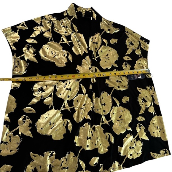 NWT Rachel Roy Black & Gold Graphic Tunic Top Size 2X - Picture 8 of 17